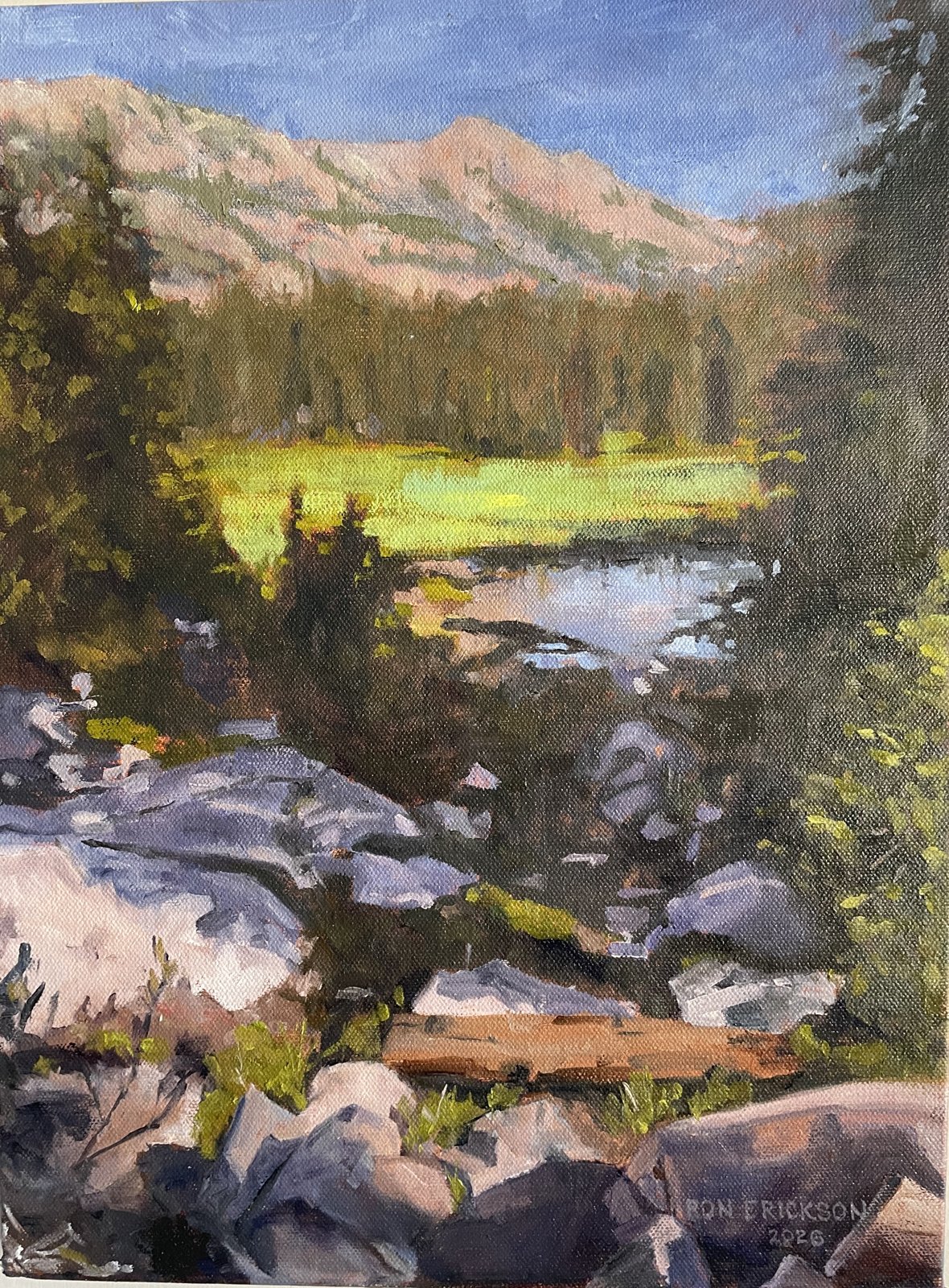 Painting of a mountain stream in the Sawtooth mountains
